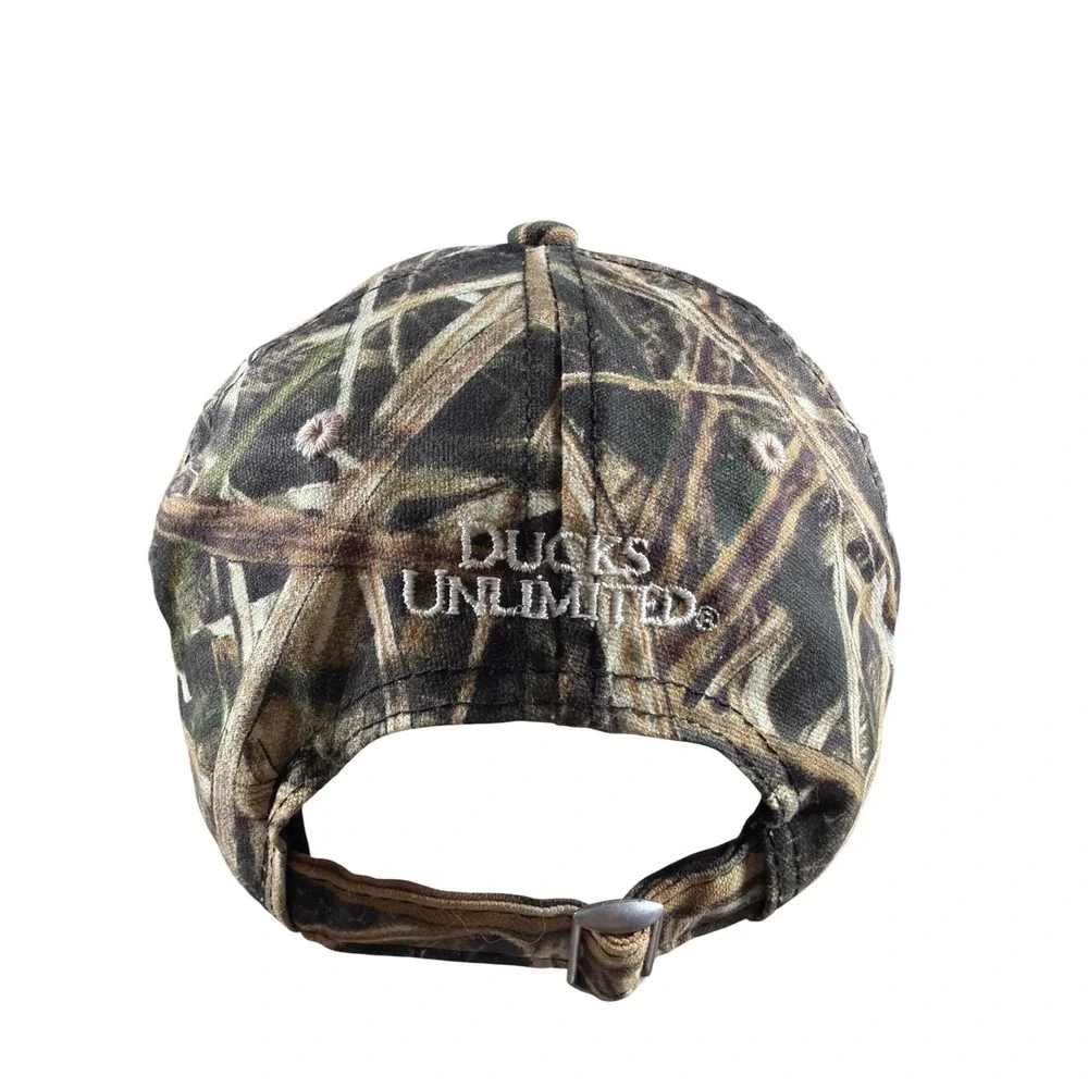 Ducks Unlimited Shadow Grass Blades Camo Baseball Strapback Hat Hunting Dad Cap